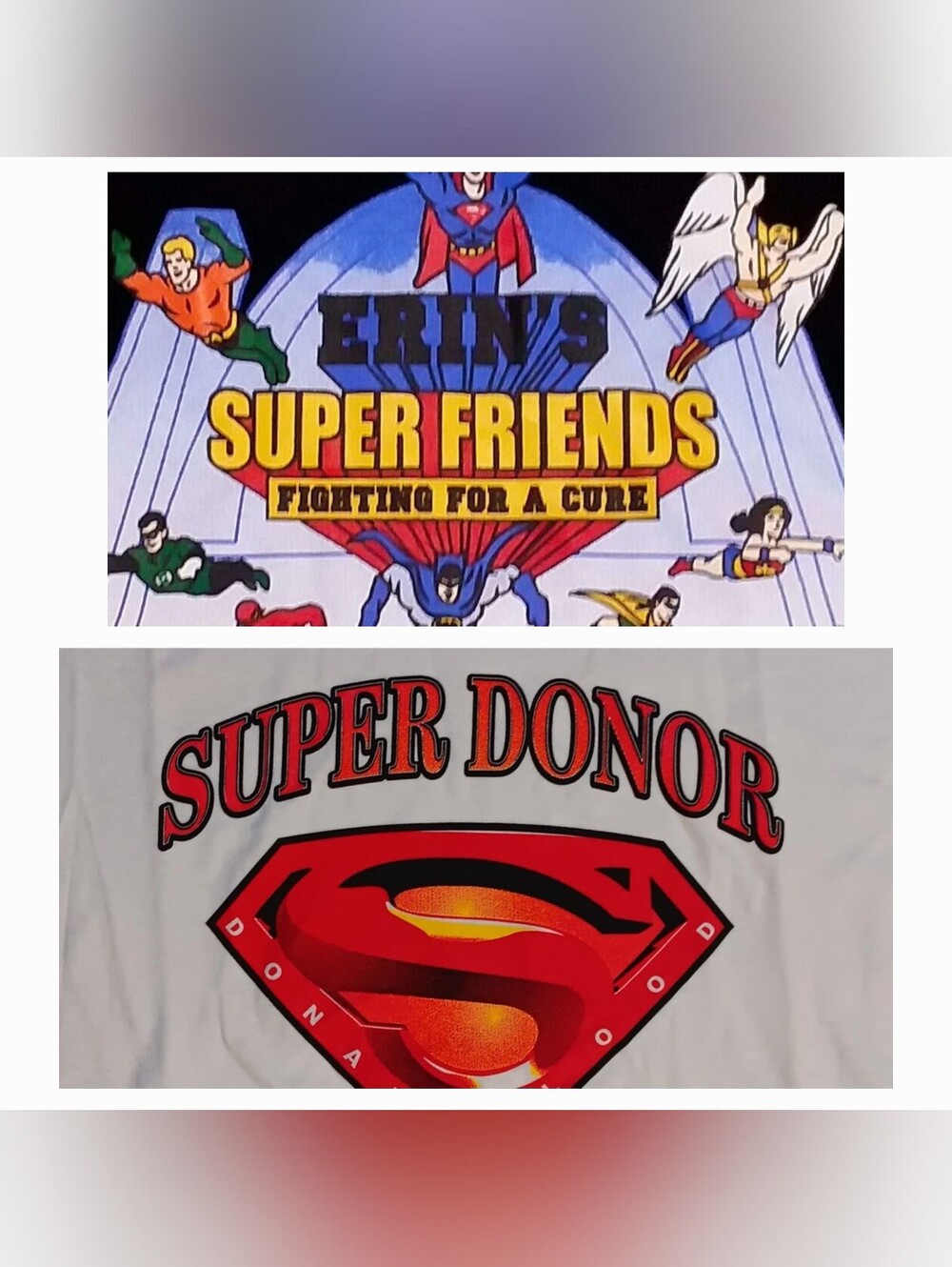 Vintage Justice League Superman 2 t-shirt lot Super Friends Batman Robin Flash